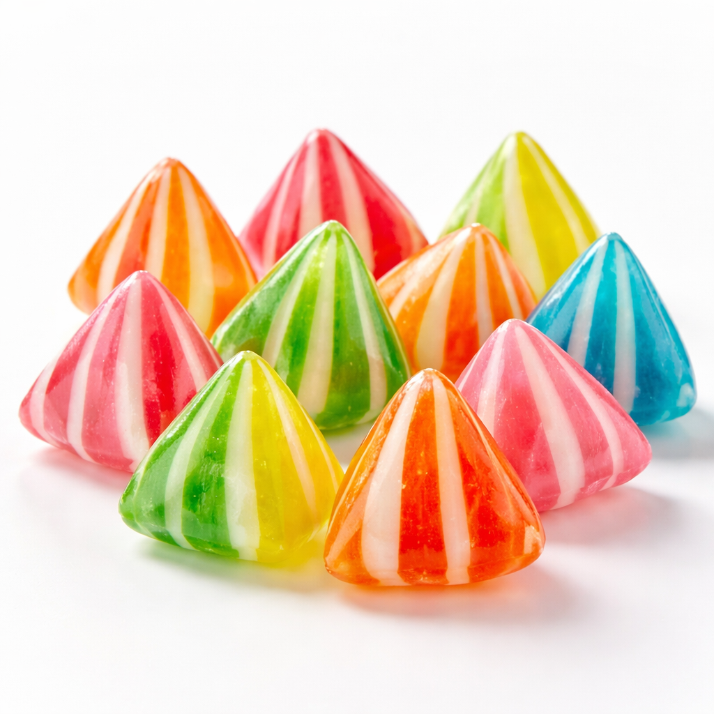 Berlingots de sucre cuit rayés multicolores