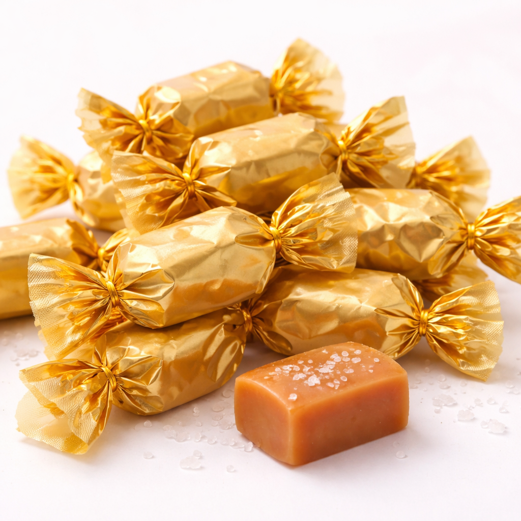 Caramels mous carrés au beurre salé emballés un à un