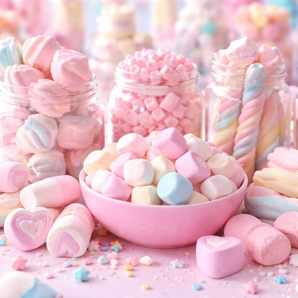 Guimauves et marshmallows moelleux pastel