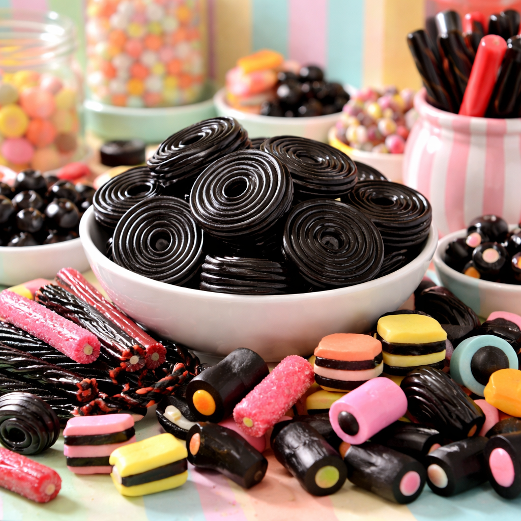 Rouleaux et bâtons de réglisse noire