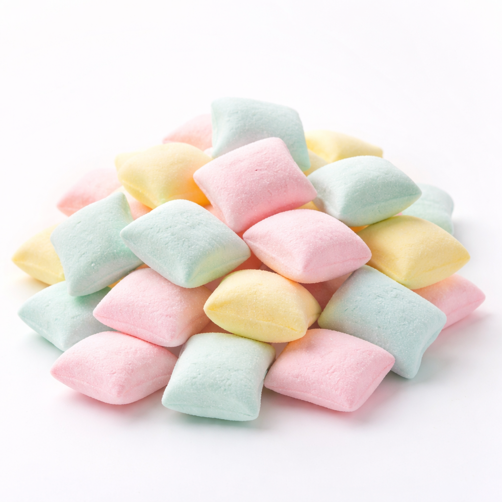 Petits oreillers de guimauve pastel multicolores