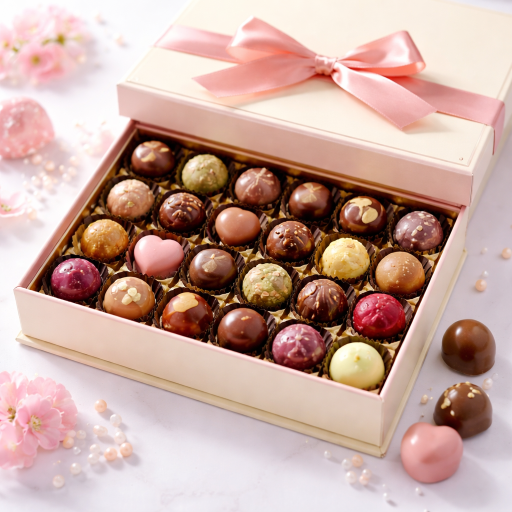 Boîte de pralinés et chocolats assortis fins