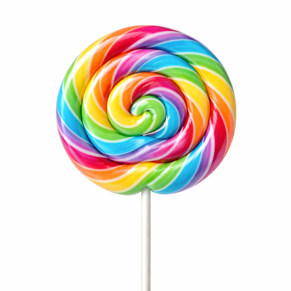Sucettes rondes plates en spirale multicolore arc-en-ciel