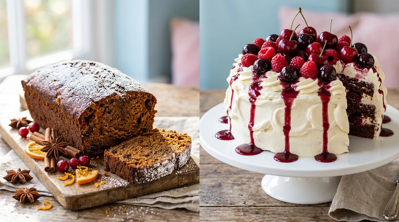 G&acirc;teau aux &eacute;pices et g&acirc;teau aux fruits rouges et cr&egrave;me