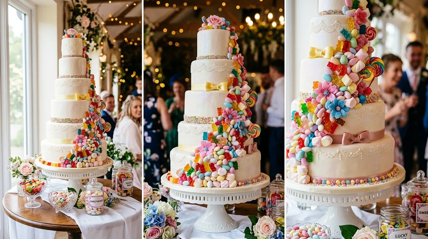 Gâteau de bonbons vintage pour mariage sur mesure
