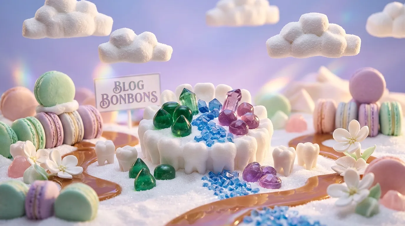 G&acirc;teau blanc d&eacute;cor&eacute; bonbons color&eacute;s macarons nuages