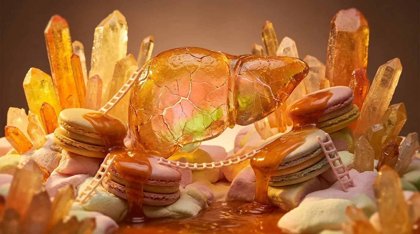 Tortue ambre entour&eacute;e de macarons et cristaux de sucre