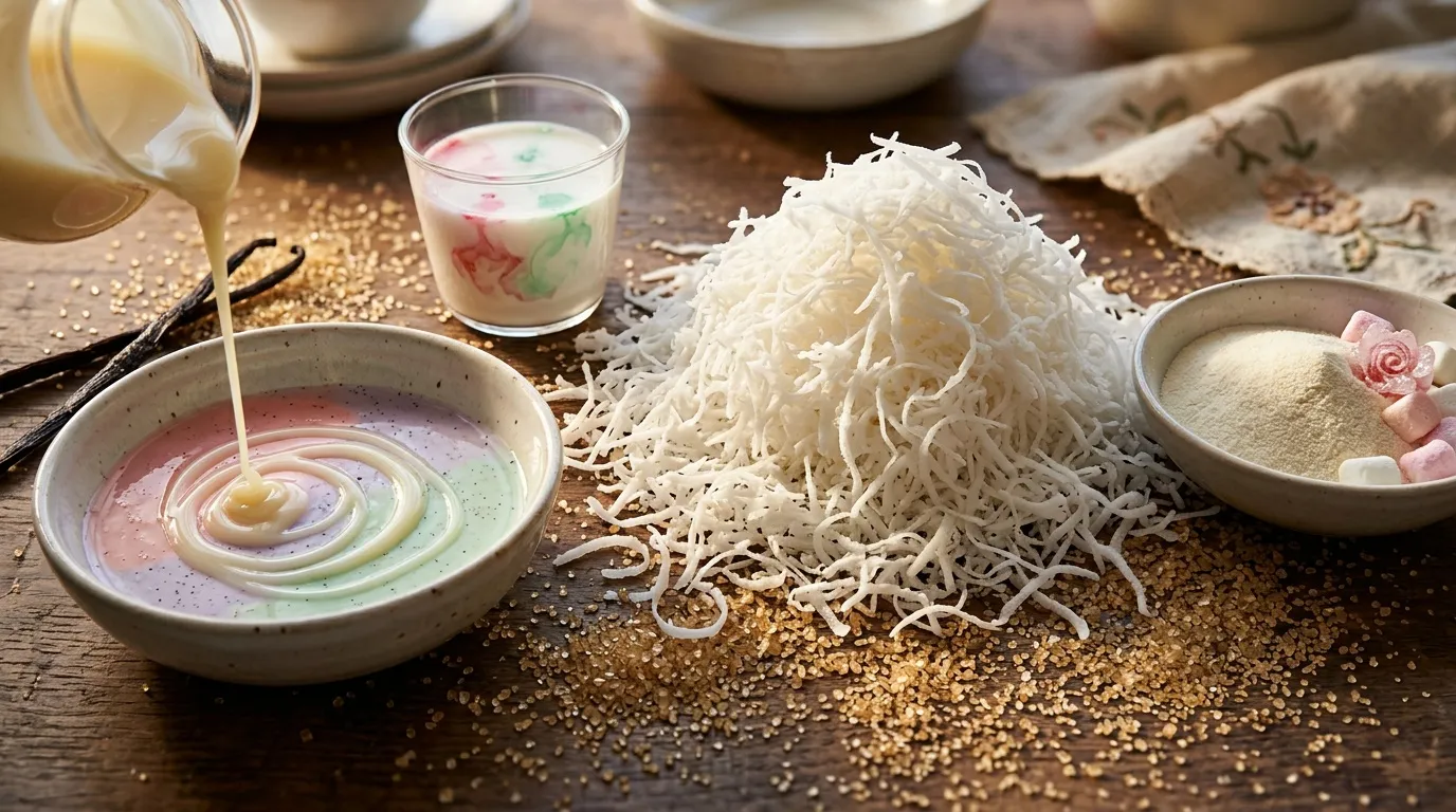 Ingr&eacute;dients et ustensiles pour p&acirc;tisserie cr&eacute;ative multicolore